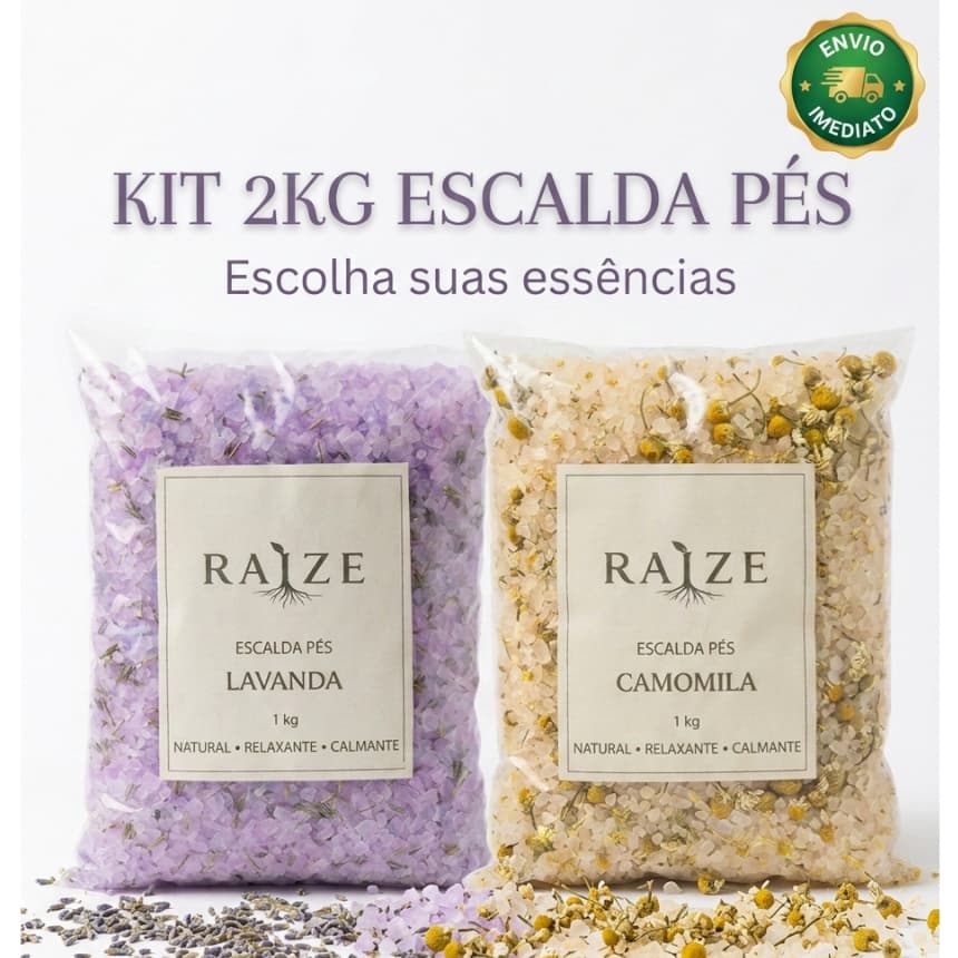 Escalda Pés 2kg Sais de Banho Para Lembrancinha e Spa dos Pés Kit Lavanda Camomila Natural Relaxante