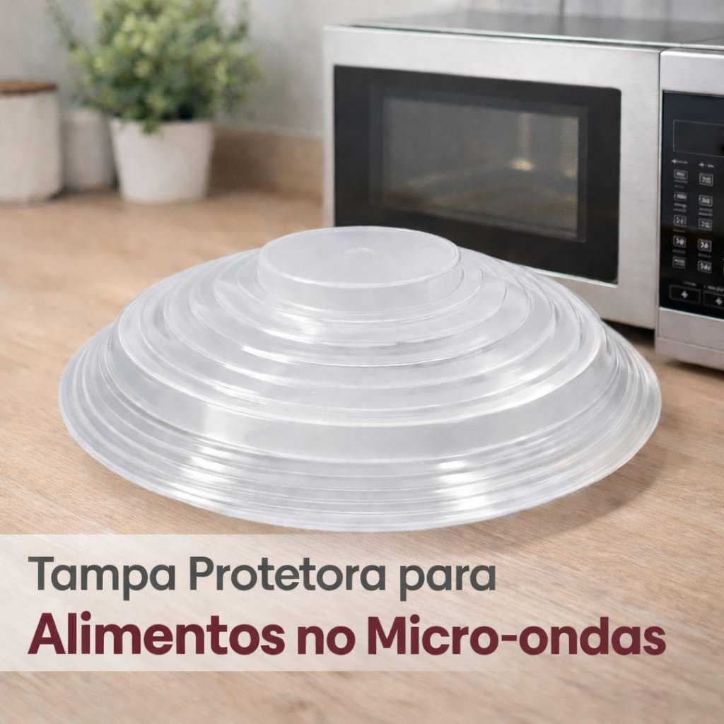 Tampa Micro-ondas Protetora De Alimentos Anti Respingo Plástico Transparente Livre BPA