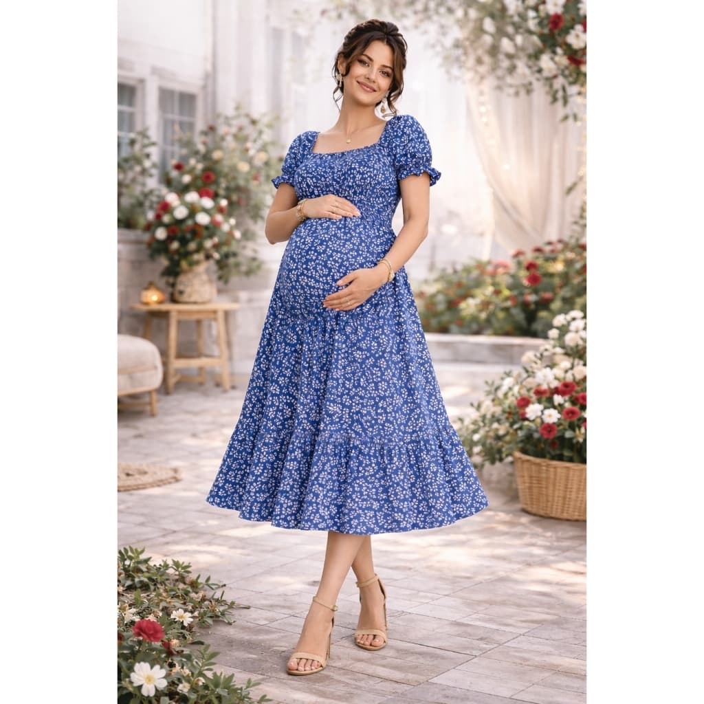 Vestido Feminino Estampado Gestantes e Gravidas Chá de bebe Confortável Soltinho Elegante Manga Curta Plus Size Midi