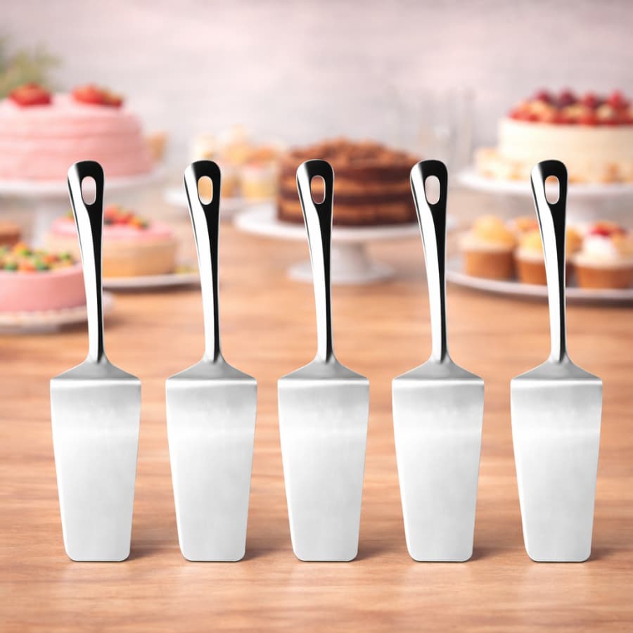 KIT 5 Espatula Reta GRANDE Para Pudim Bolo Doce 100% Aço Inox Para Casa Restaurante Buffet Doceria