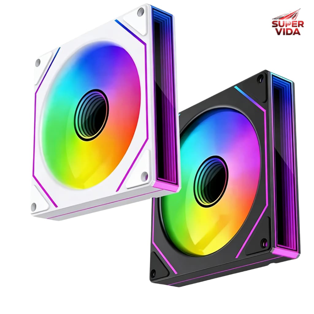 Ventoinha para Computador 120mm RGB Refrigeração Gabinete Gamer 1200RPM Preto/Branco