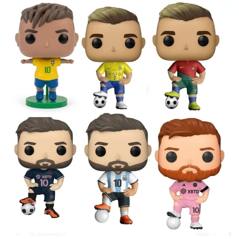 Boneco Colecionáveis Pop Jogadores de Futebol – Messi, Cristiano Ronaldo, Mbappé