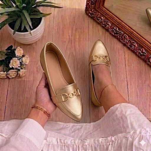 sapatilha feminina mocassim dourado bico fino sapato moda mocassins Para Trabalho e Dia a Dia