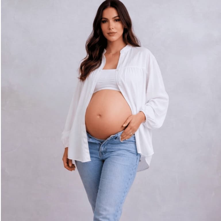 Chemise Feminina Para Gestante Grávida Ensaios Fotográficos Elegante Estilosa Dia a Dia Tecido Leve Confortável Premium