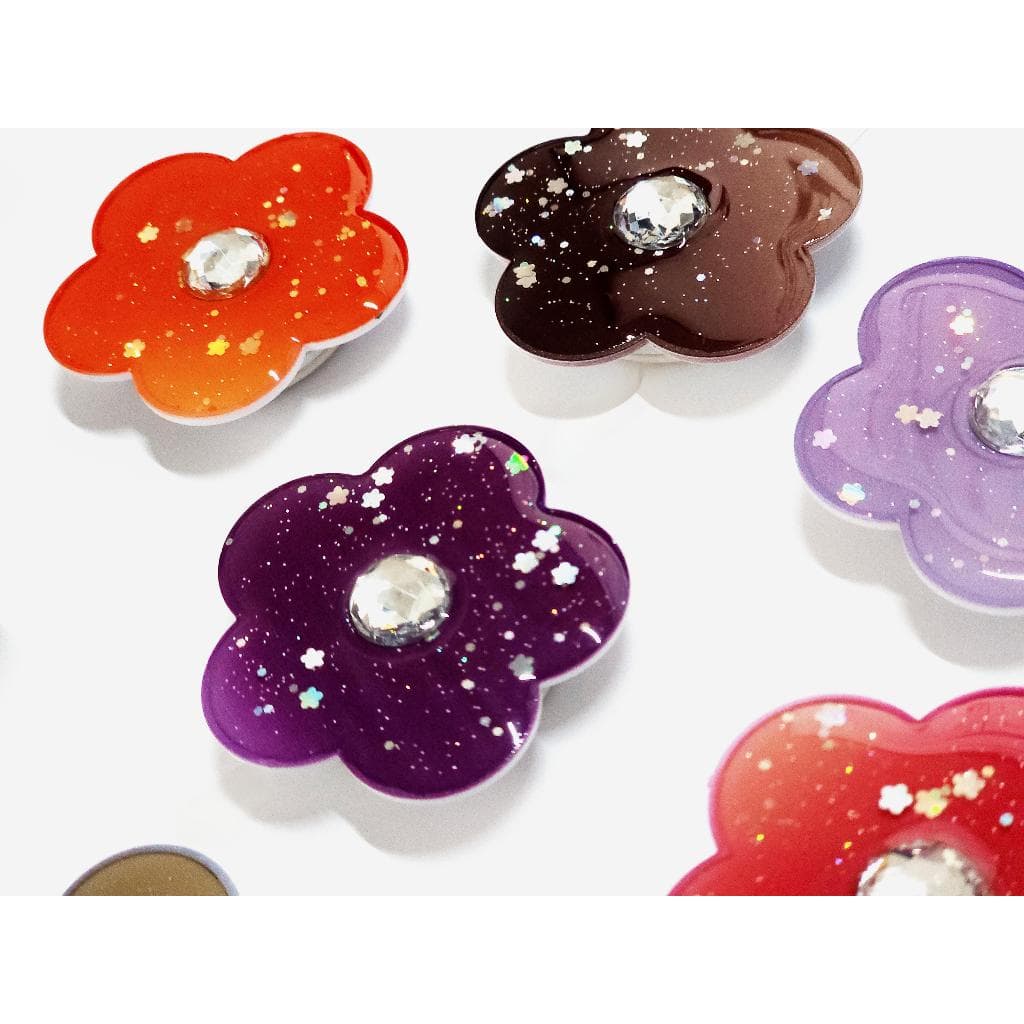 PopSocket Floral com Glitter | Suporte de Celular Expansível | Estampa de Flores – Cor Aleatória