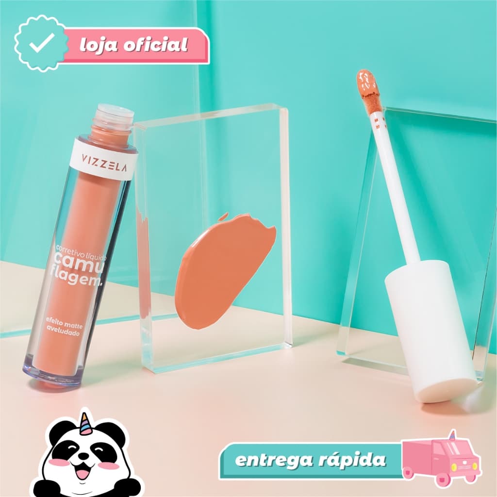 Corretivo Líquido Camuflagem Salmão Olheiras Azuladas Vegano Original Vizzela