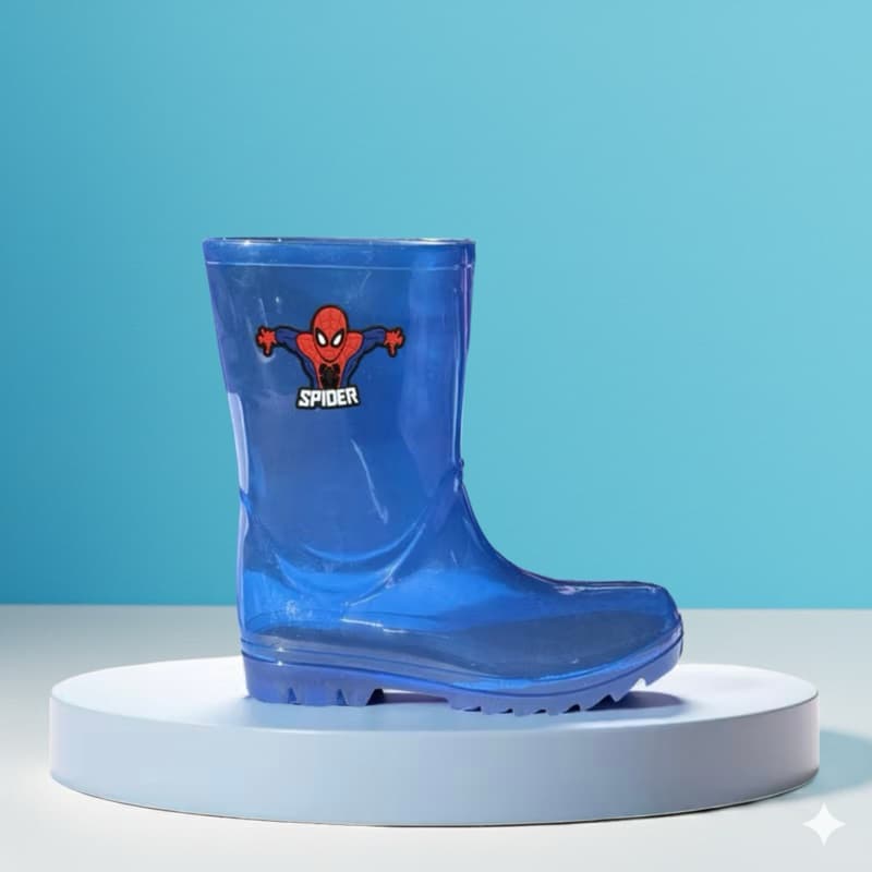 Galocha Botinha de Chuva Infantil Masculino Kids Personagem Menino Aranha Macio Seco Impermeável Confortável
