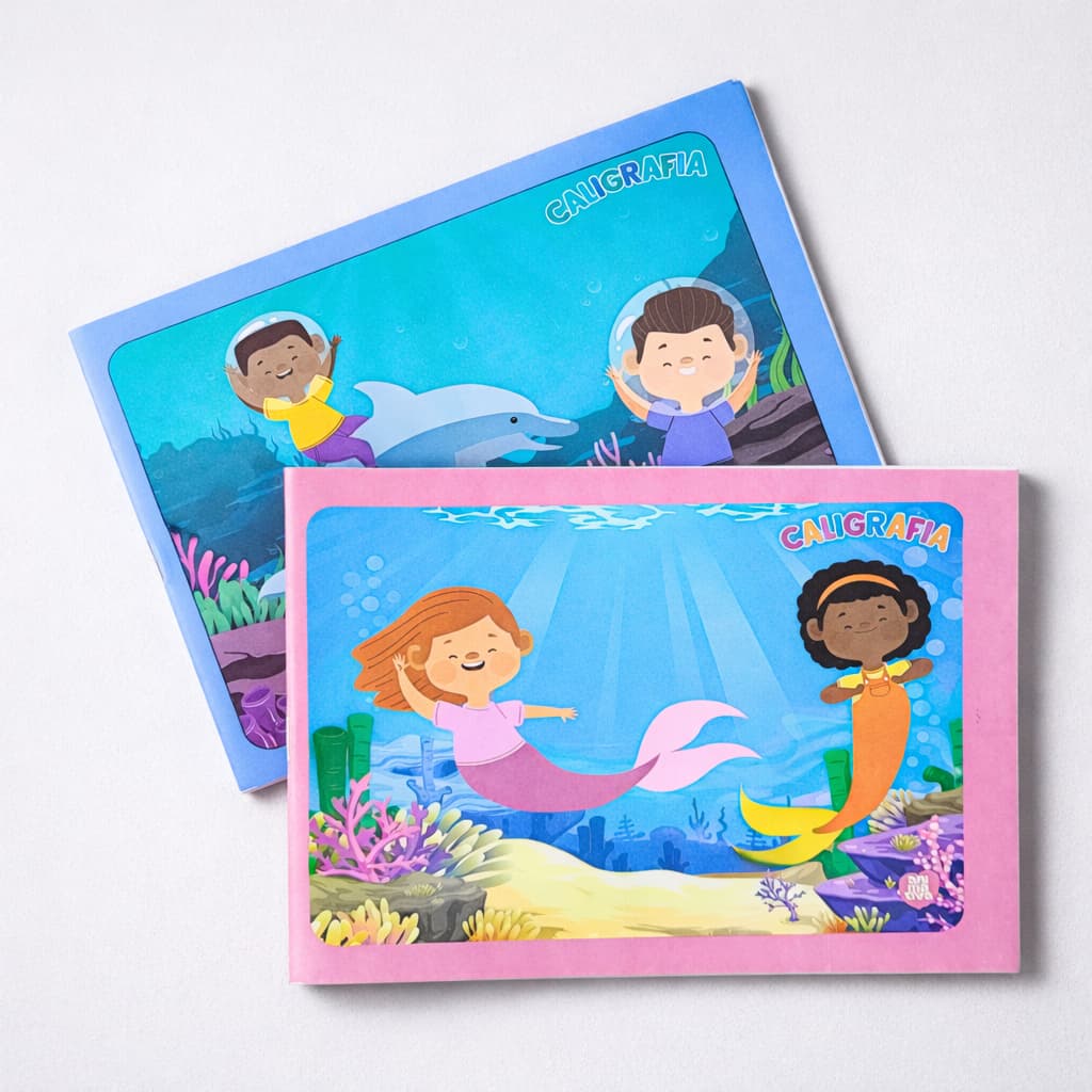 Caderno de Caligrafia Capa Flexível 40 folhas Pacote com 3 Cadernos