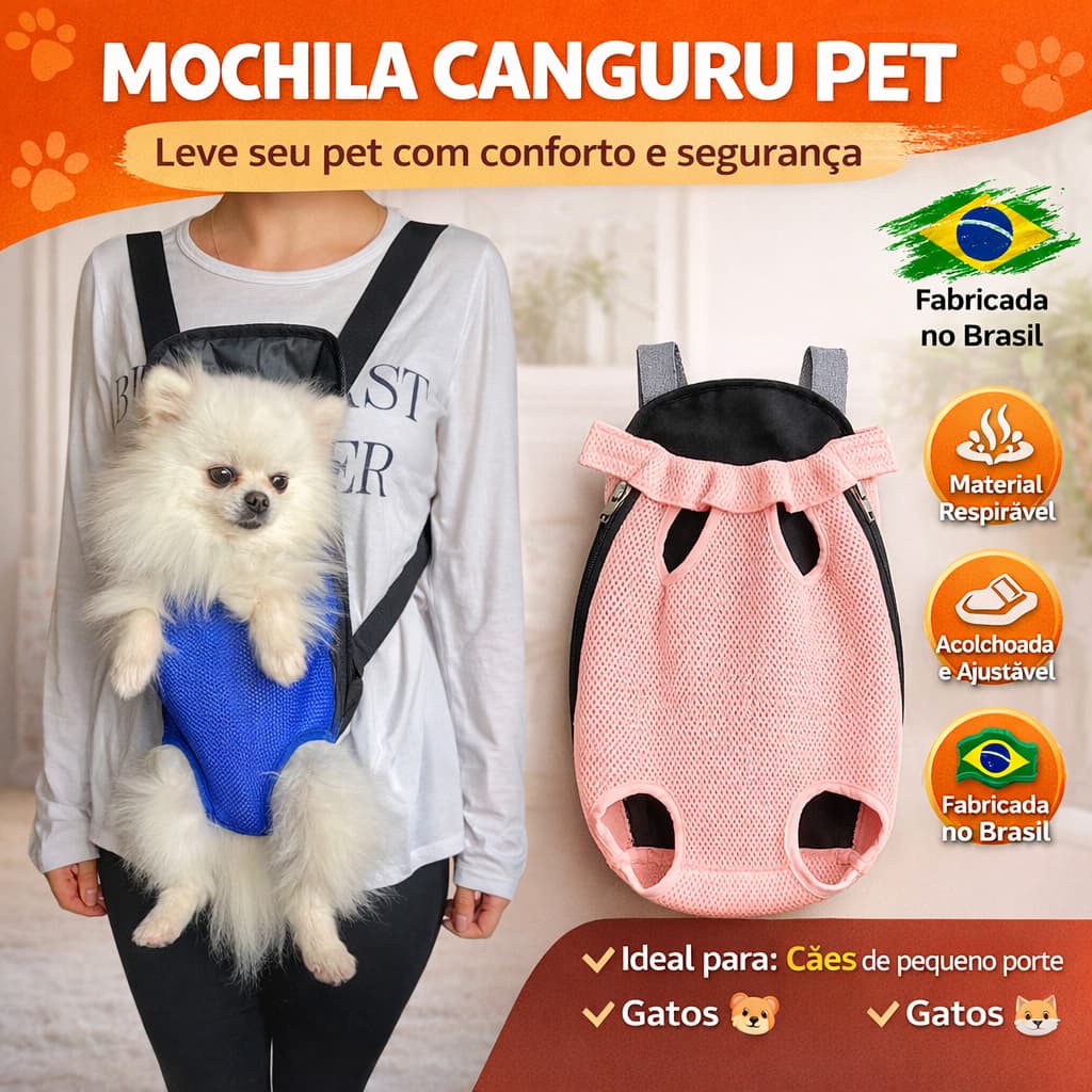 Canguru Mochila para Passear com Pet - Cães e Gatos
