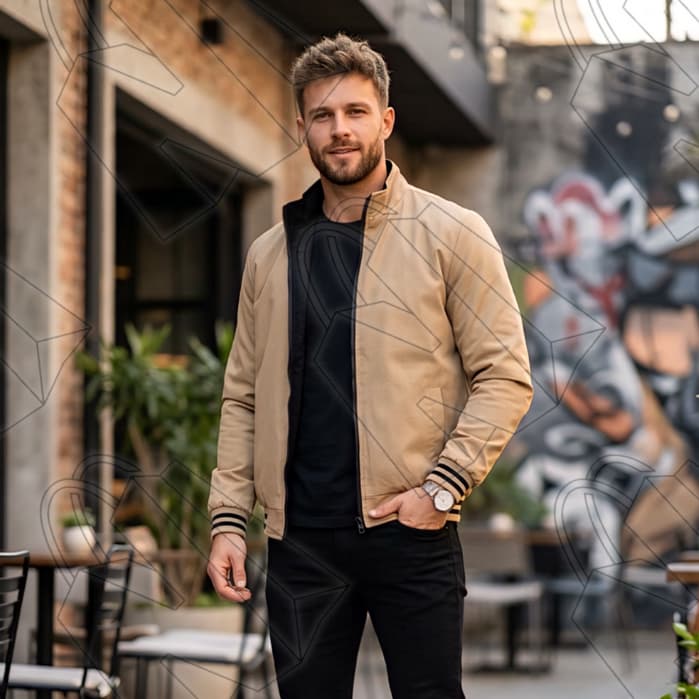 Jaqueta Masculina Dupla Face 2 em 1 Sarja Acolchoada Gola Alta Confortável