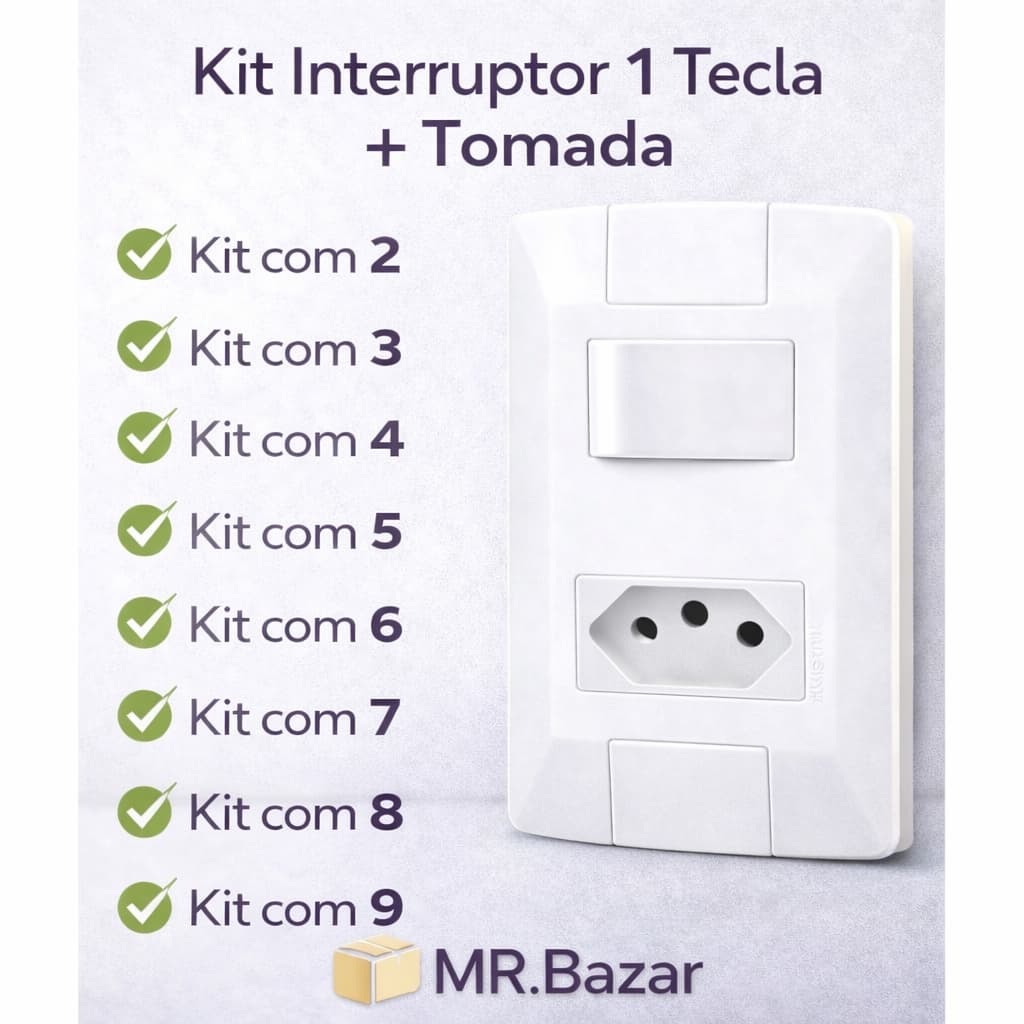 KIT INTERRUPTOR 1 TECLA COM TOMADA 10A TRAMONTINA ARIA.