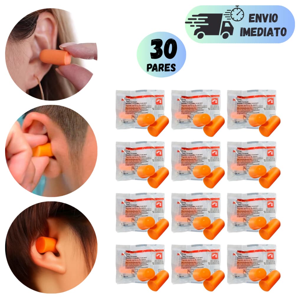 KIT 20 A 30 PARES PROTETOR AURICULAR DE ESPUMA 3M 1100 ABAFADOR DE RUÍDOS PARA OUVIDOS SEM CORDÃO CA