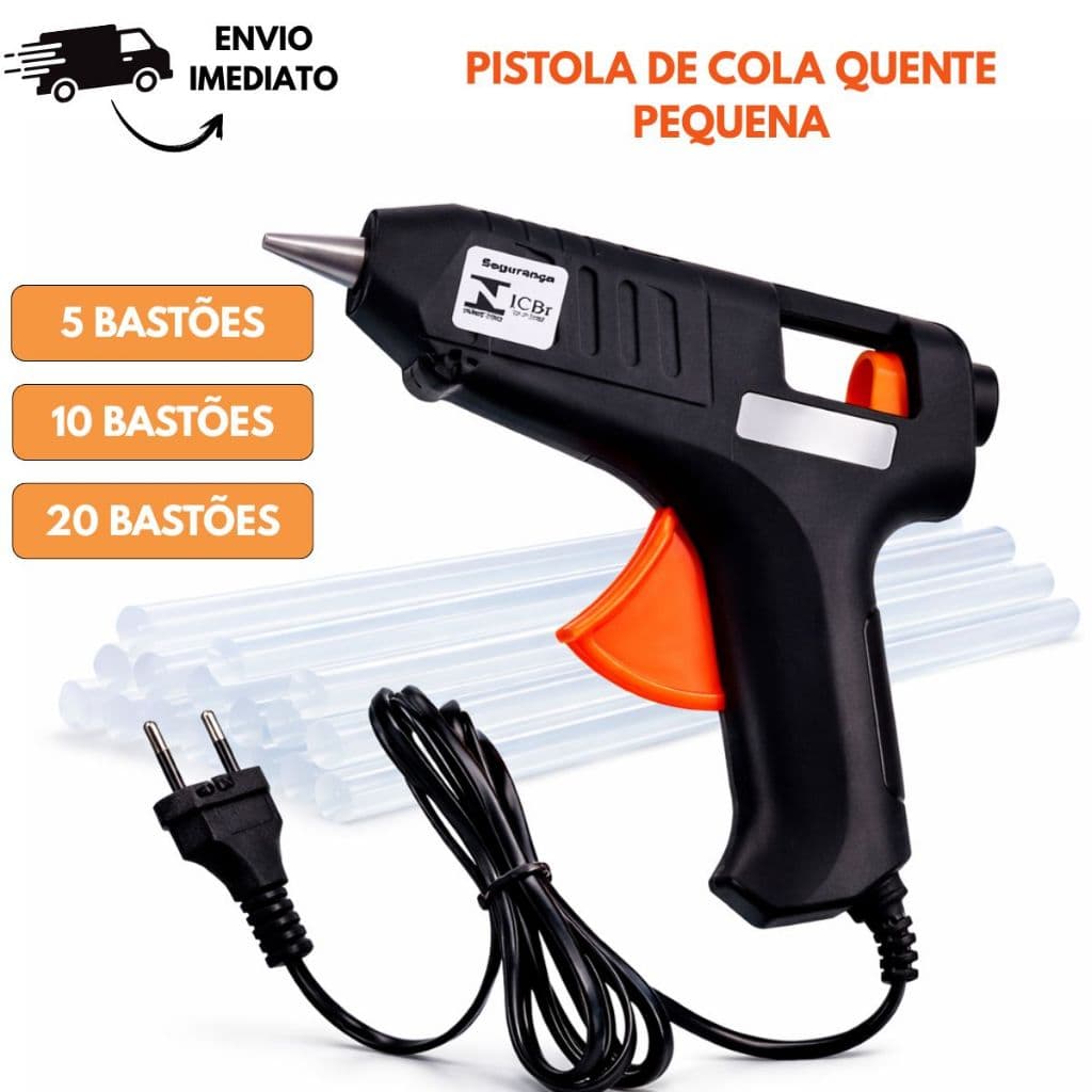 Pistola Revolver Cola Quente Bivolt Pequena Profissional Com Bastões Refil Fino Pronto Para Uso Decorações Artesanato