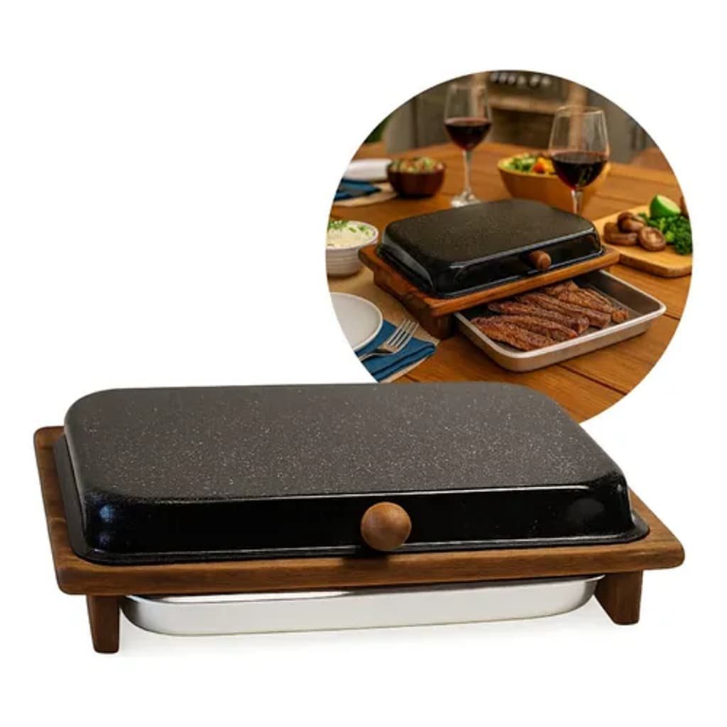 Tábua Para Churrasco Com Tampa E Bandeja