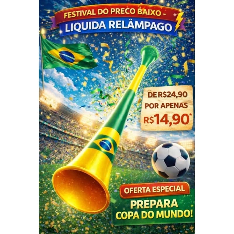 Vuvuzela Copa Do Mundo Torcida Brasil Buzina De Estádio Verde Amarela Torcedor Futebol Festa