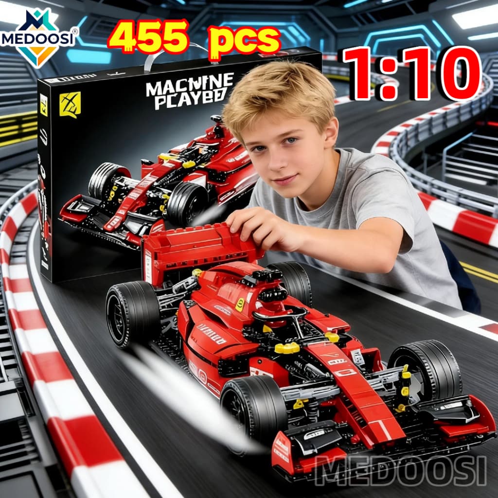 Ferrari Bloco de Construção 455 Peças Brinquedo Compatível Lego Fórmula Carro Modelo Carrinho Montar para Criança/Adulto