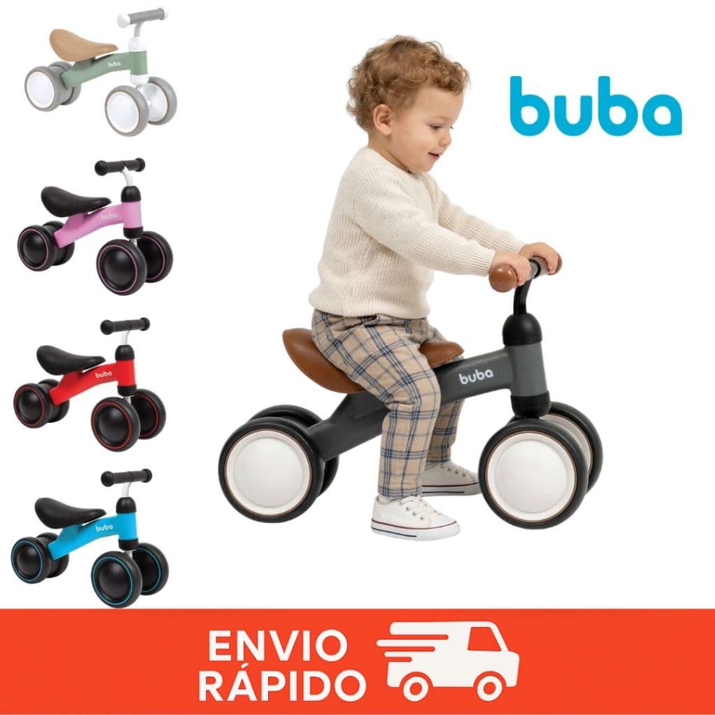 Bicicleta Equilíbrio Infantil Andador Sem Pedal 4 Rodas Bebê Buba Criança
