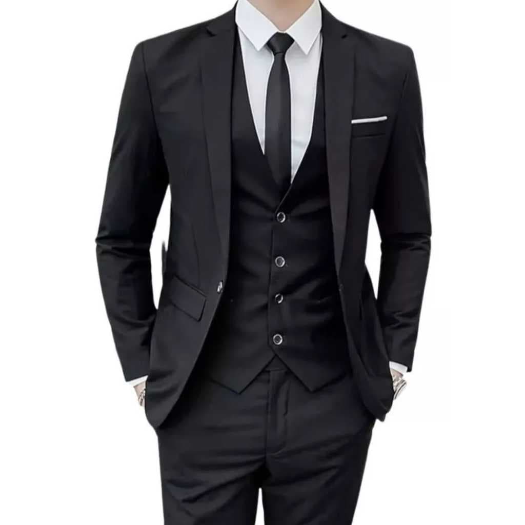 Terno Masculino Oxford completo preto (calça, blazer e colete) Preço de Fabrica 2026