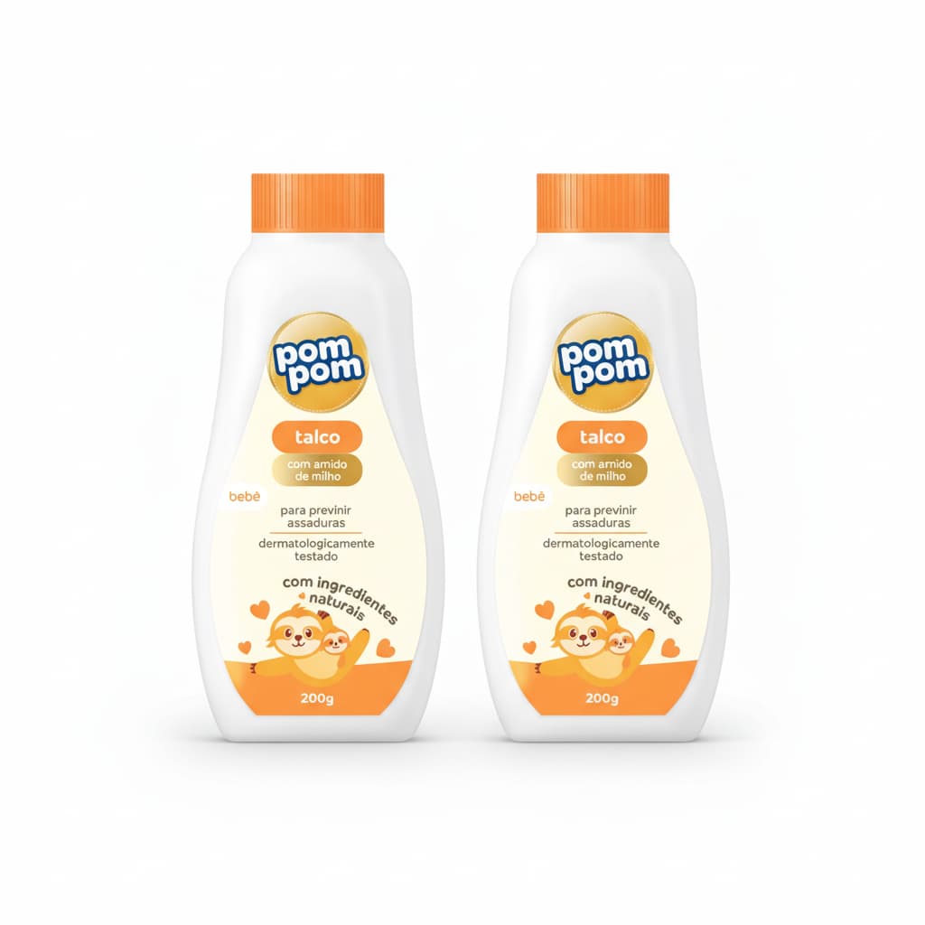 2x Talco Infantil Pom Pom 200g