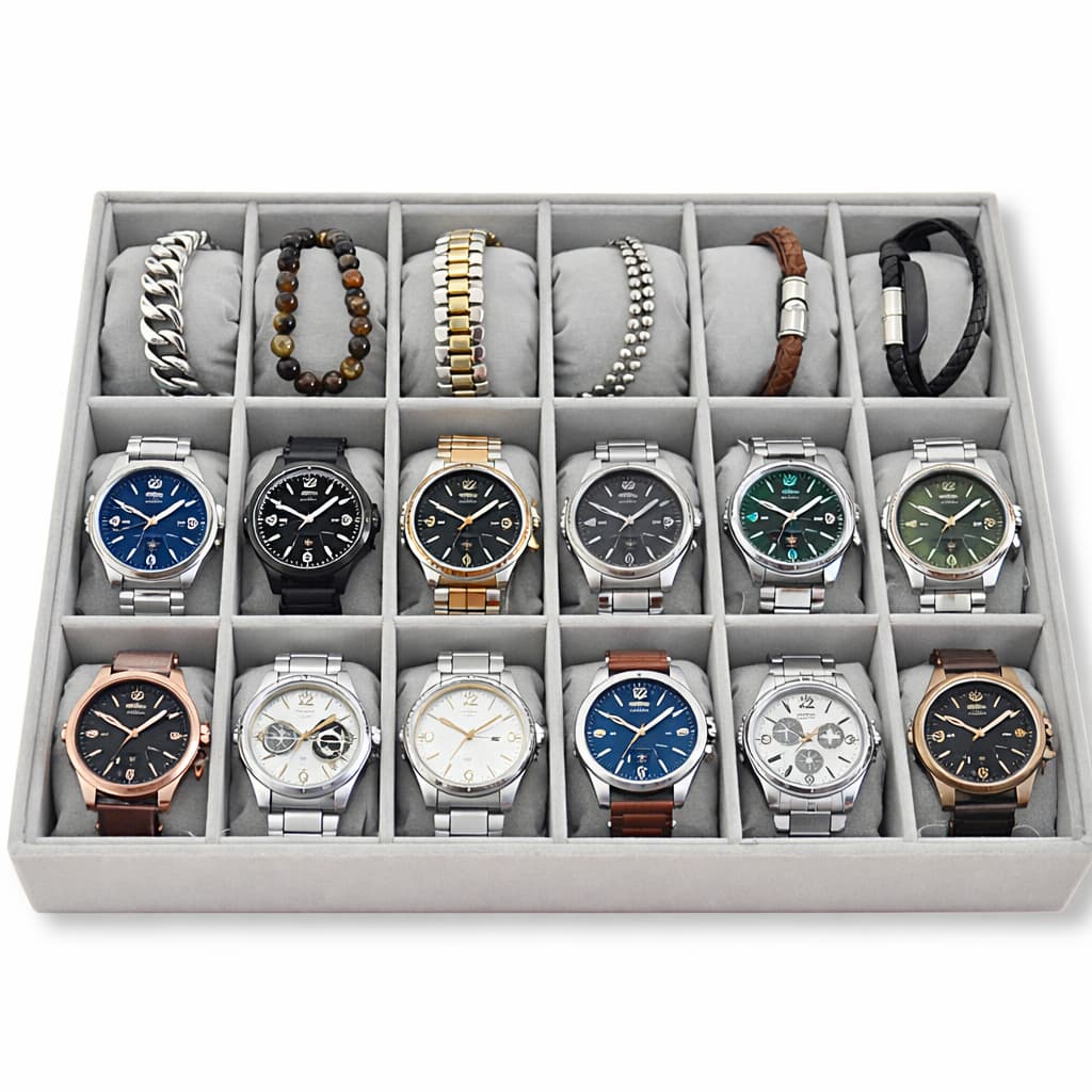 Bandeja Para 18 Relógios ou Bracelete Porta Relógio Com 18 Almofadas em Veludo