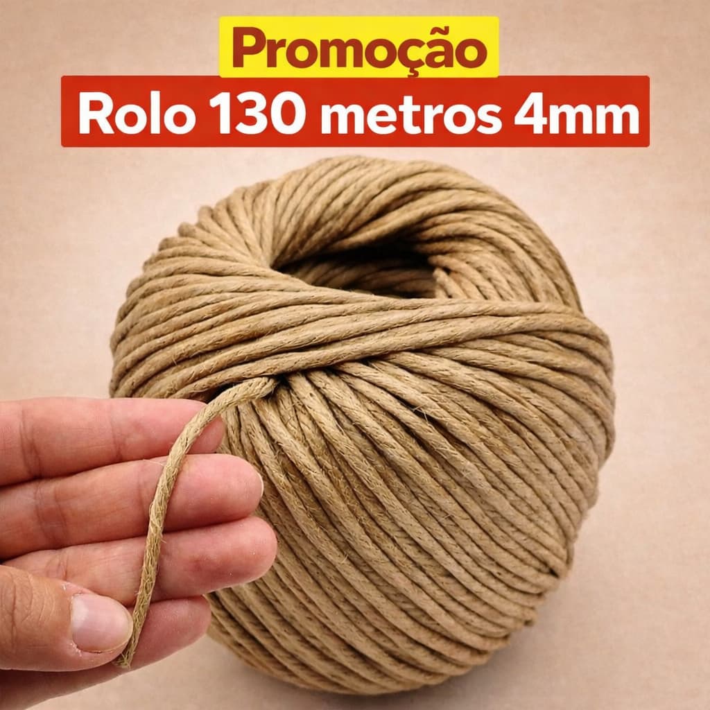 Sisal Rami Cordão 4mm Natural – Ideal para Decoração Rústica, Macramê e Artesanato