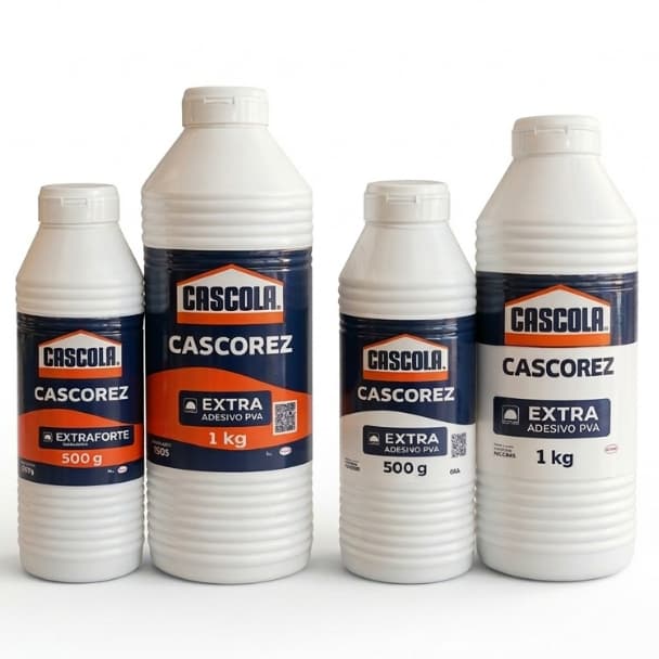 Cola Cascorez Extra forte 1kg e 500g – Cola Branca PVA Alta Resistência Madeira Papel Secagem Rápida