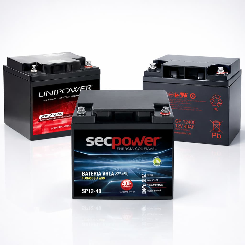 Bateria Selada VRLA 12V 40AH SP Secpower/Unipower - Nobreaks, UPS, Cadeira de rodas elétrica - Enviado conforme estoque