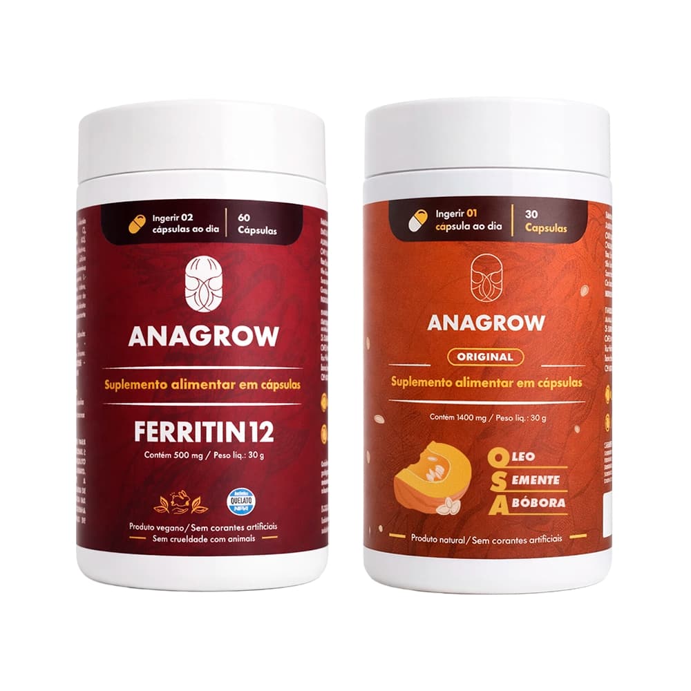 Kit Ferritin12 + OSA | Queda de Cabelo, Crescimento, Fortalecimento Capilar, Vegano