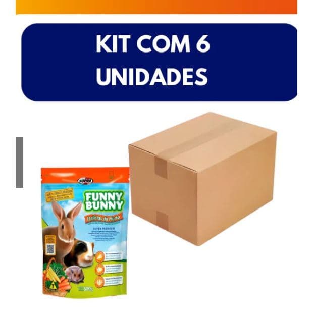 Kit C/6 Unidades Ração para Coelho Funny Bunny Delícias da Horta 500g