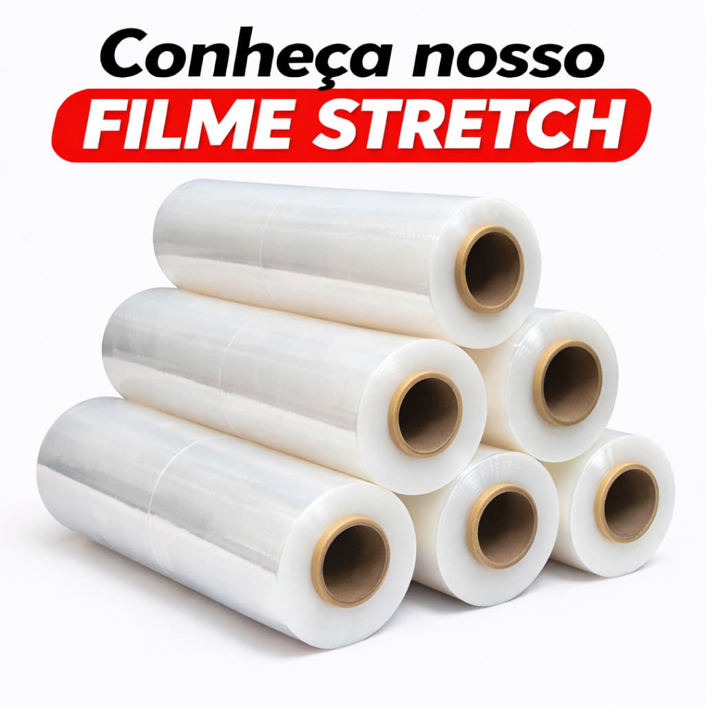 Bobina Filme Stretch 50cm x 30 micras - 350 Metros / 3Kg