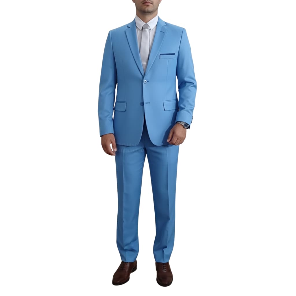 Terno Social Masculino Slim Microfibra Azul Aço
