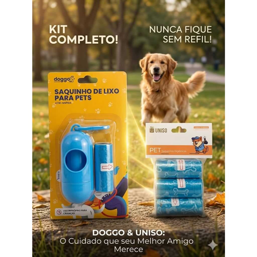 Kit Porta Saco Pet + 3 Refil Cata Caca