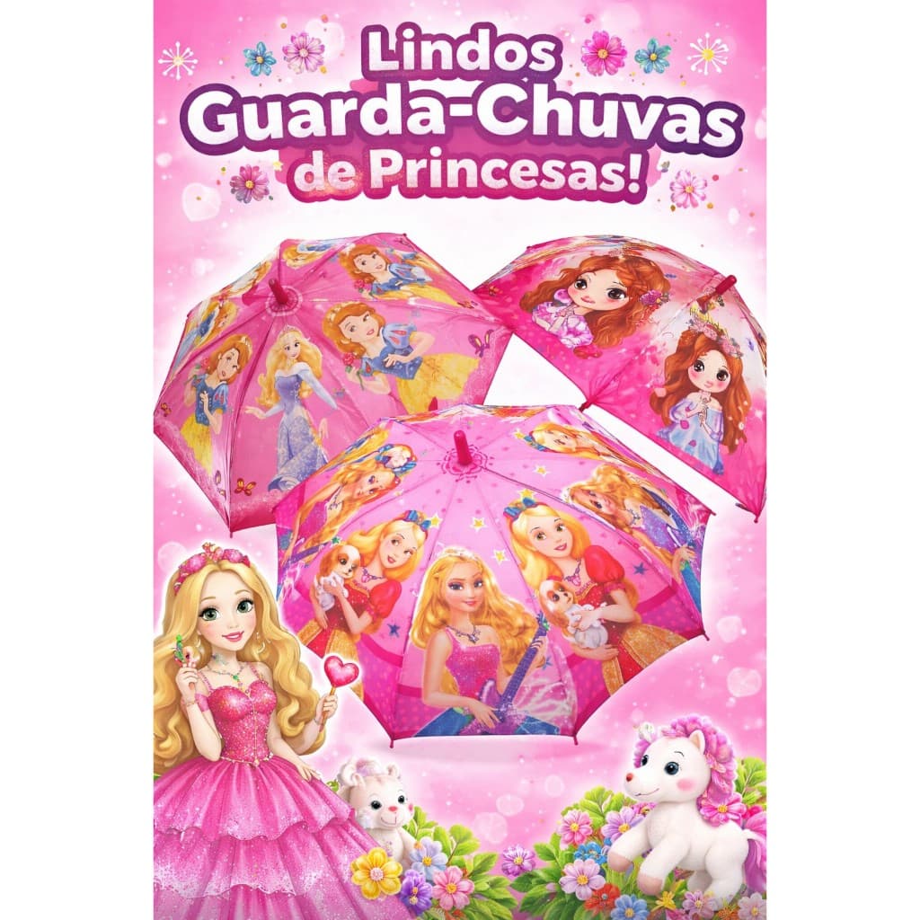 Guarda Chuvas Menina Volta as Aulas Presente Reforçado Princesa