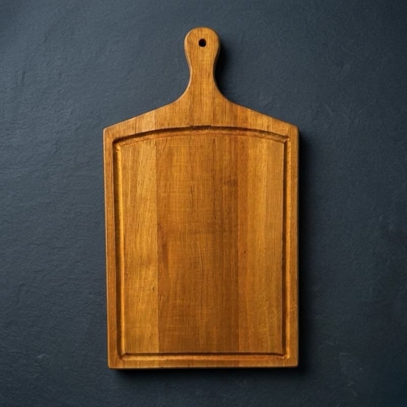 Tábua de Corte 43x24cm Eucalipto Maciço 2,5cm Espessura com Cabo Esculpido – Resistente