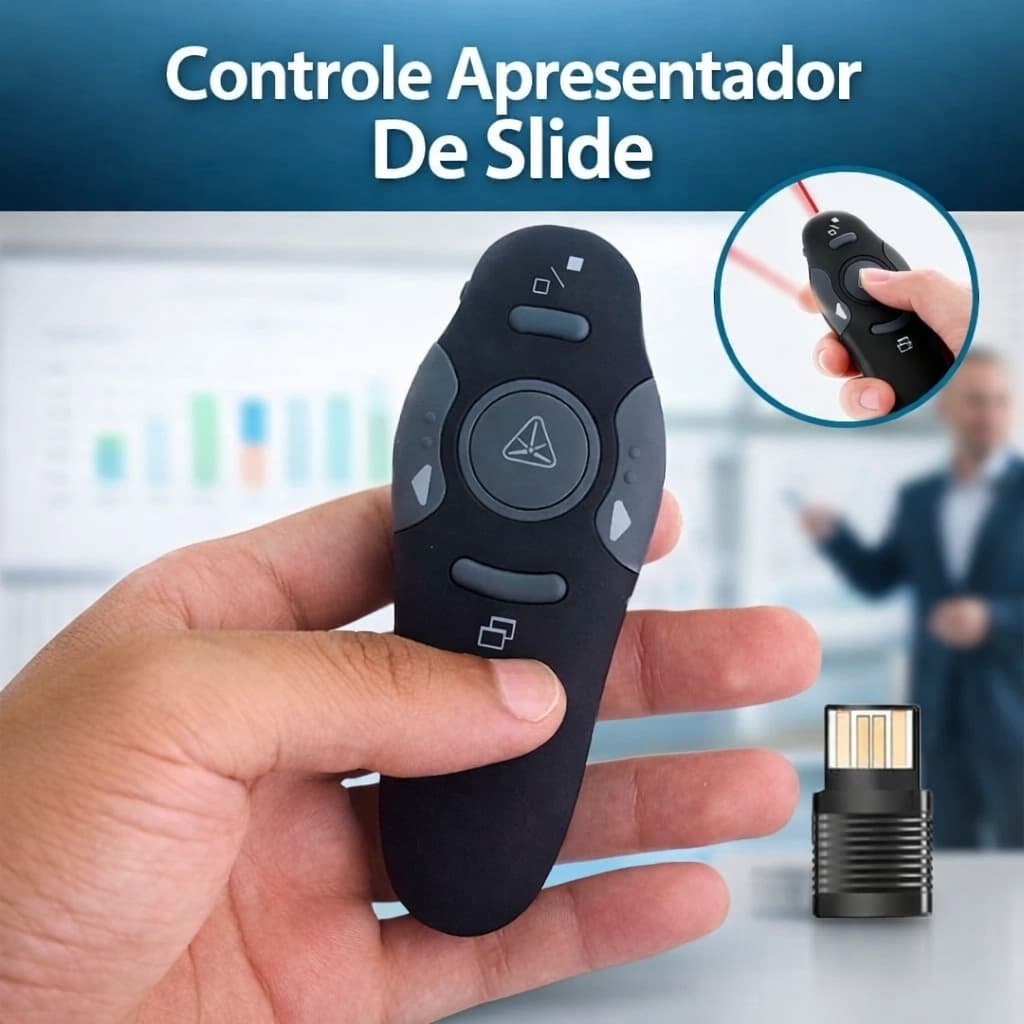 Kit 1 a 4 Controle Apresentador De Slide PowerPoint Sem Fio Com Laser USB Para Aula Palestra
