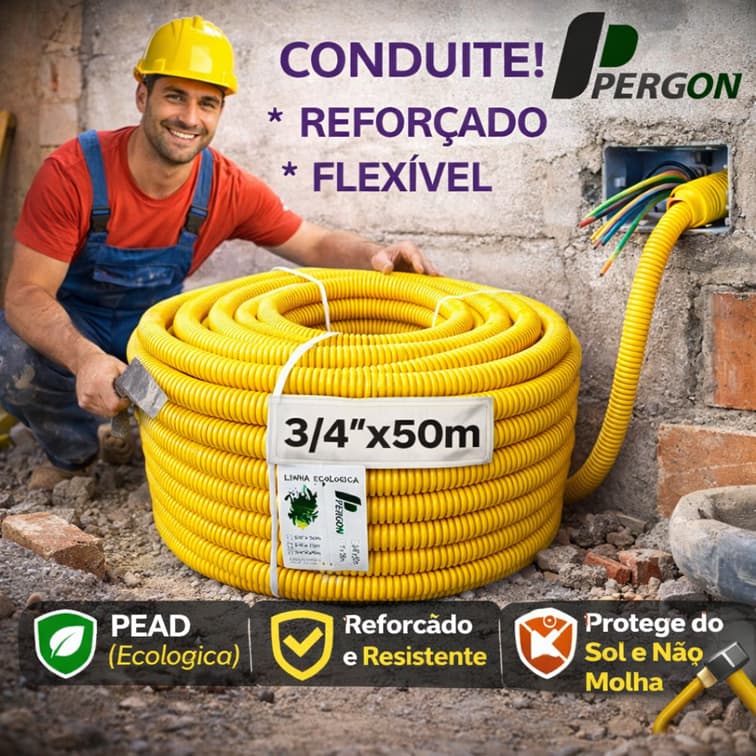 ⚡🔥 CONDUÍTE FLEXÍVEL REFORÇADO CINZA 3/4 PERGON – NÃO PERCA ESSA OFERTA! 25 ou 50 Metros - Canduiit