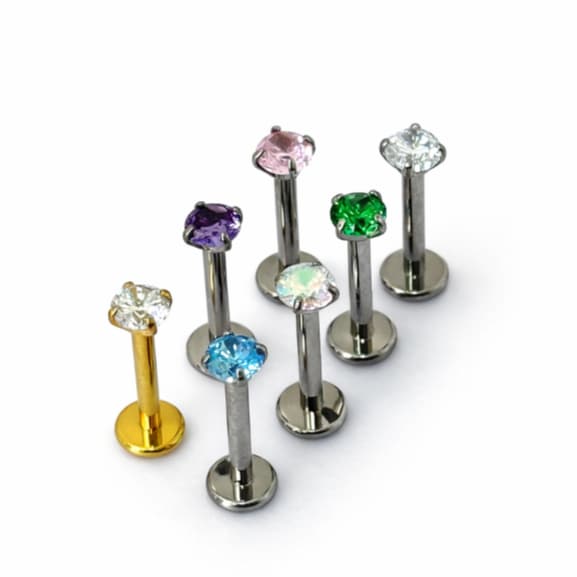 Piercing Labret Ponto de Luz em Titânio com Zircônia 💎 Multiuso: Helix, Tragus, Nariz, Conch, Boca | Antialérgico e Bril