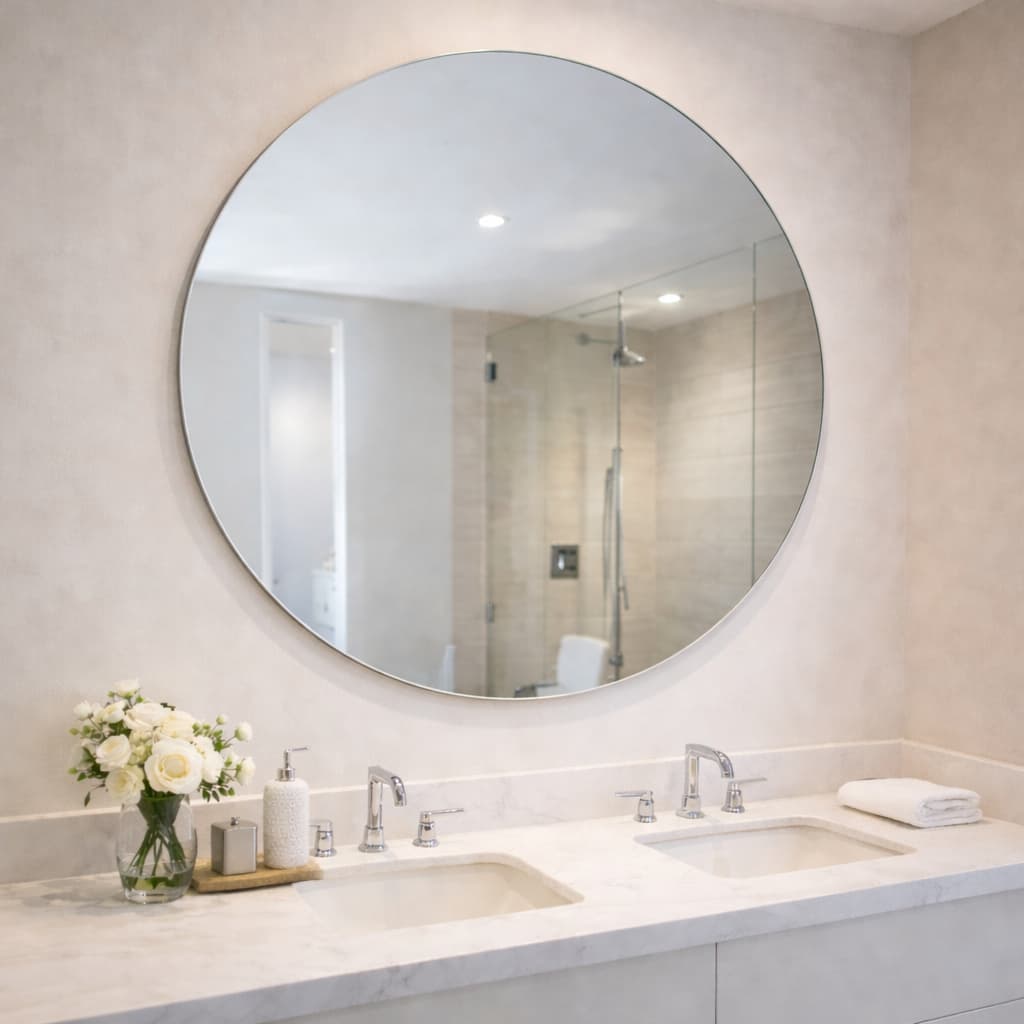 Espelho Redondo Lapidado Parede Sala Quarto Banheiro Hall Maquiagem 30 40 60cm