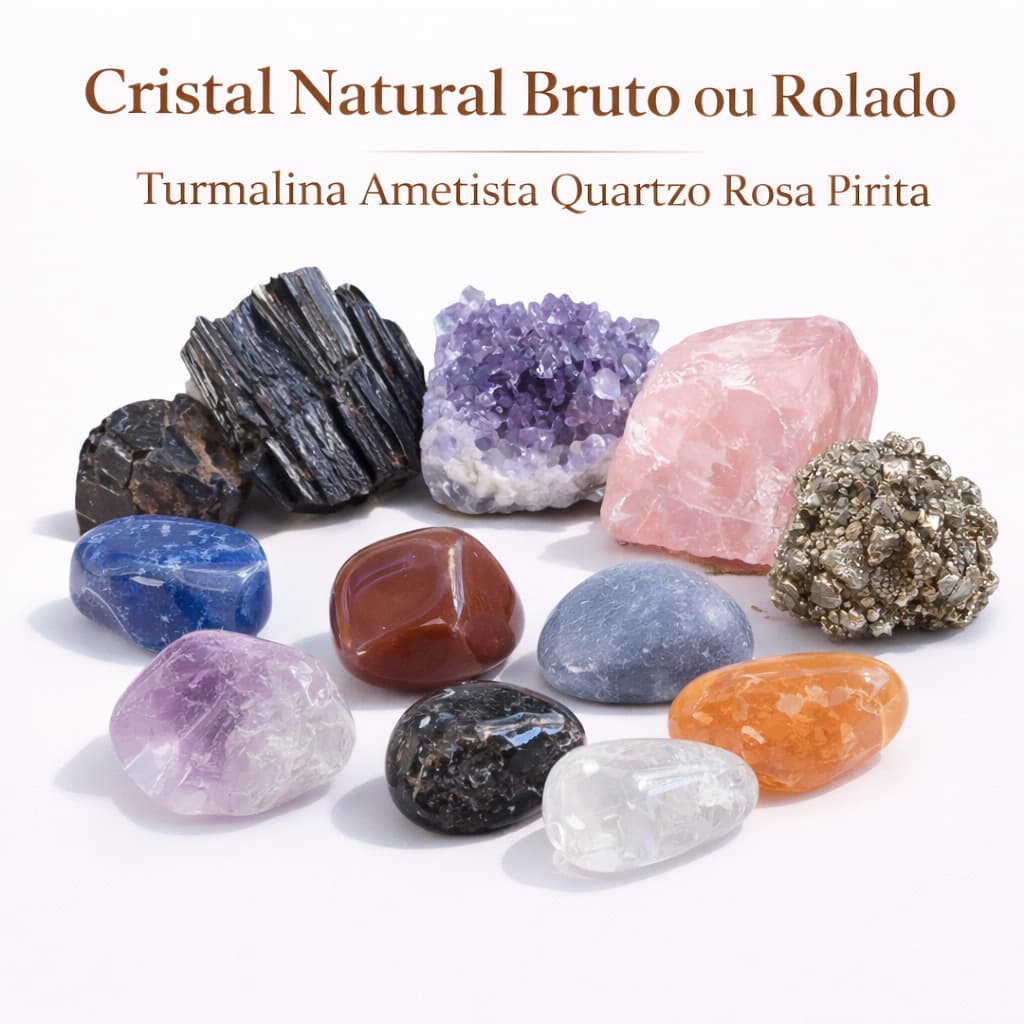 Cristal Natural Bruto ou Rolado Unitário Turmalina Ametista Quartzo Rosa Pirita 1 a 6cm Envio Rápido