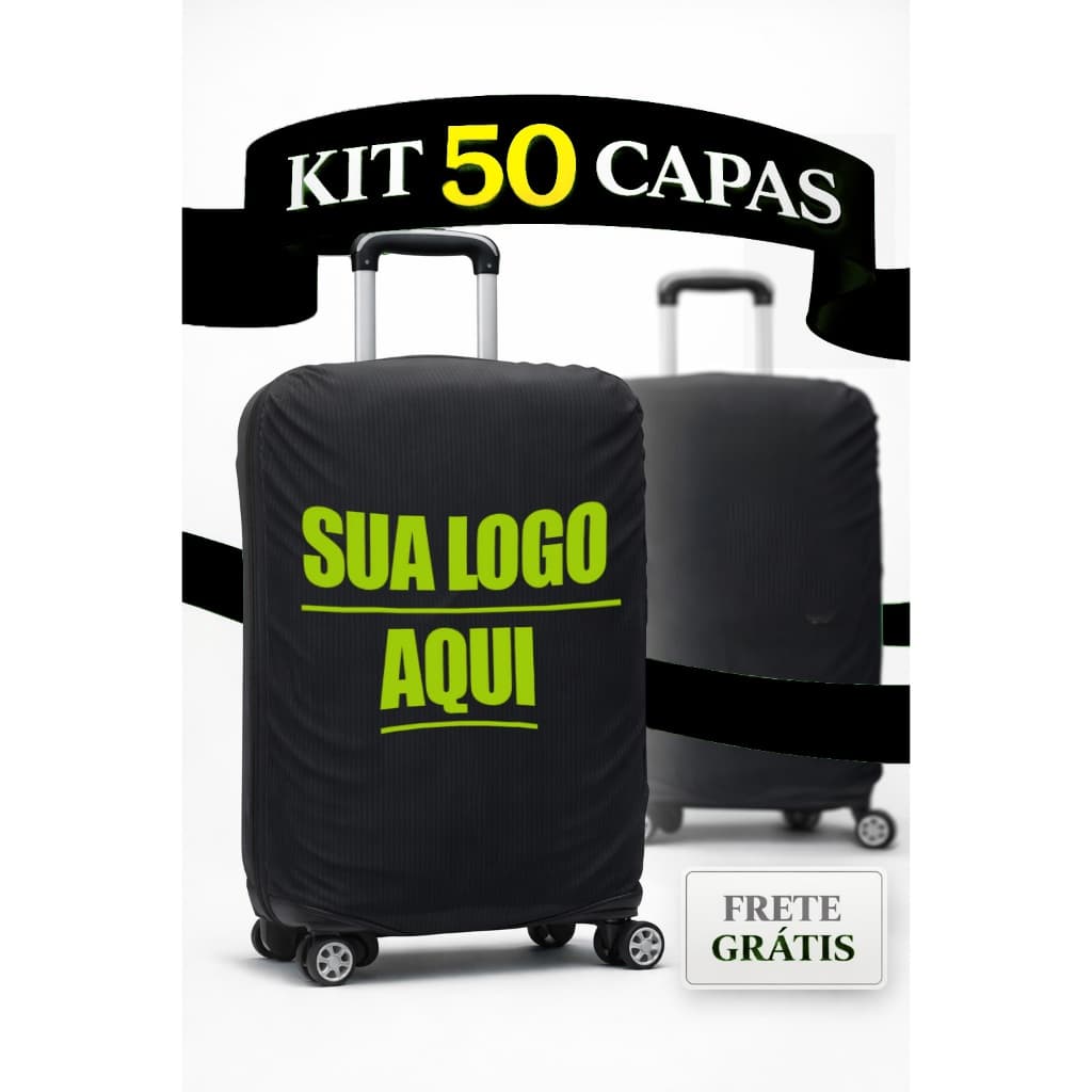 Combo 50 Capas Personalizadas Com Sua Marca ou Logo Empresa Tecido Premium Bagagem Viagem Protetora