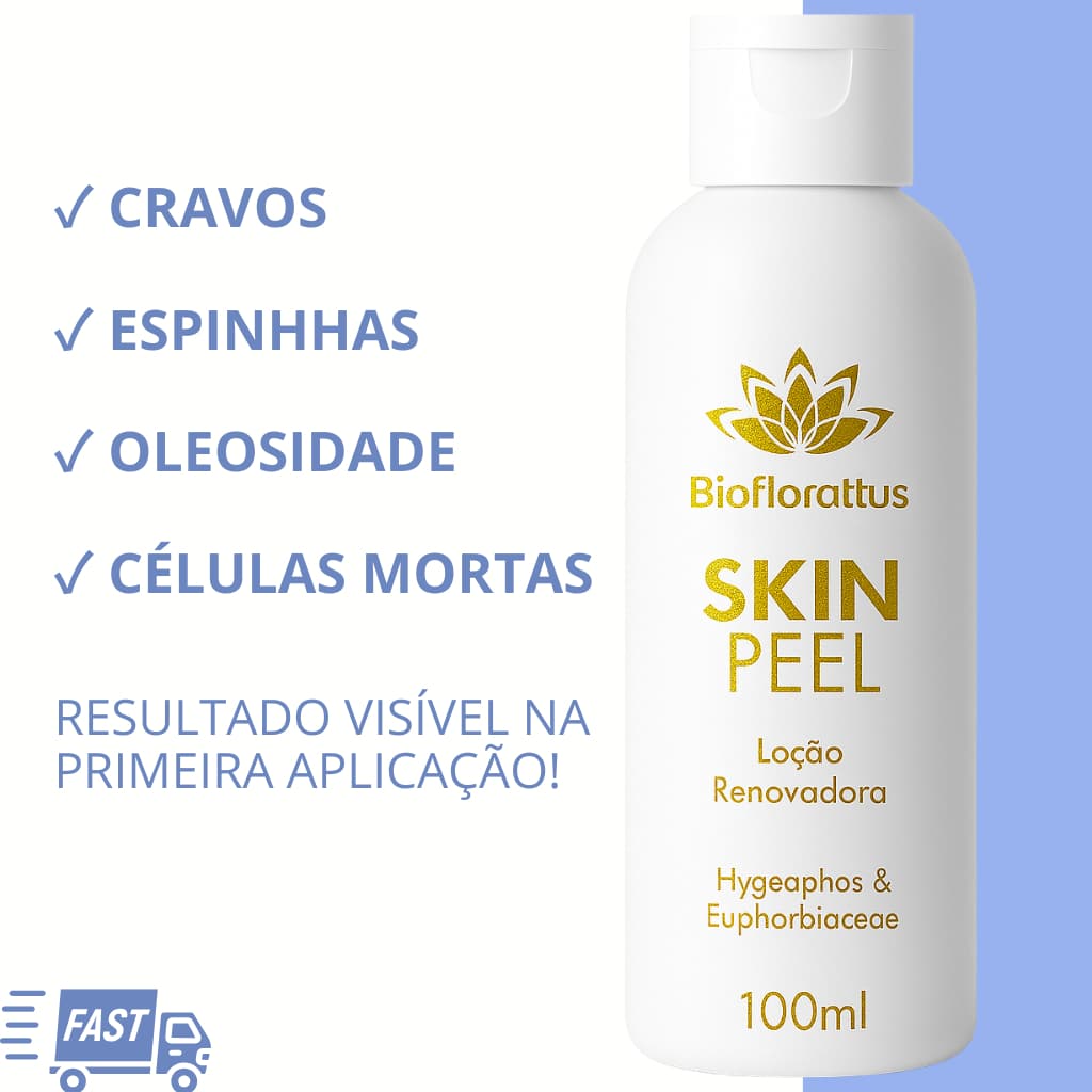 Removedor de Cravos e Espinhas | Limpeza de Pele Anti Acne | Skin Care Loção Skinpeel - Bioflorattus