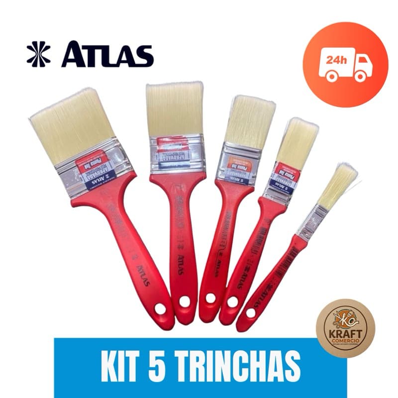 KIT Pincel Trincha Atlas A315 Plumatek Pintura