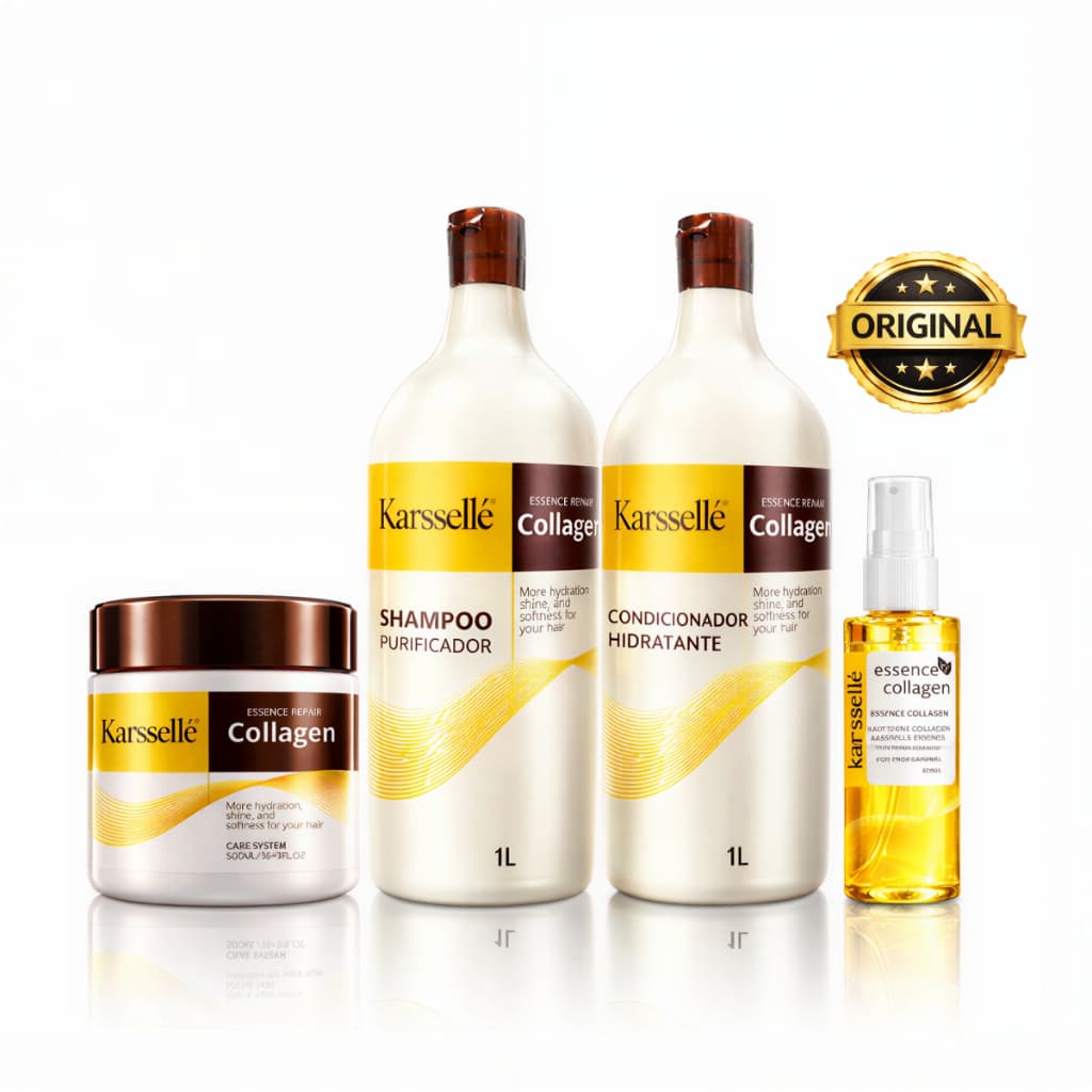 Kit Shampoo Condicionador Purificador 1L Máscara Hidratação 500g Óleo Reparador 60ml Karsellé