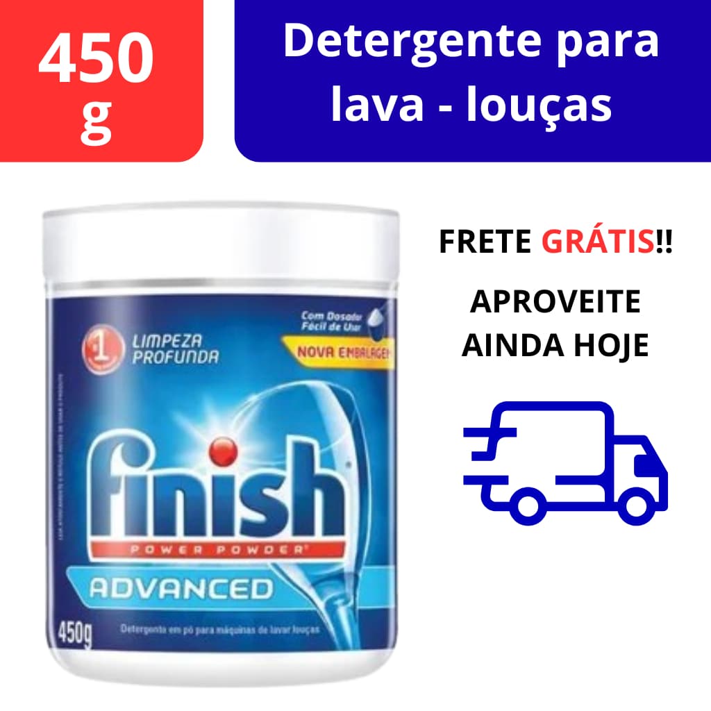 Finish 450g Lava Louças em Pó – Alto Poder de Limpeza + Brilho Extra