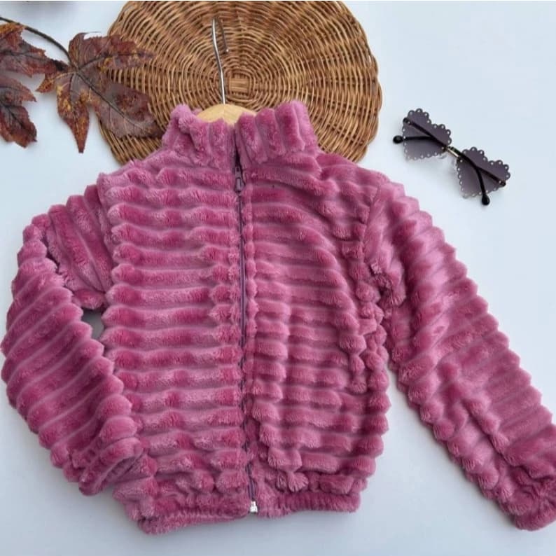 Casaco infantil menina teddy carneirinho pufer inverno Jaqueta Com Zíper