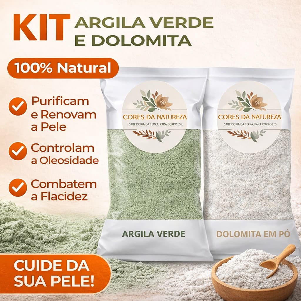 Kit Skincare Argilas 1 dolomita e 1 argila verde 100% pura