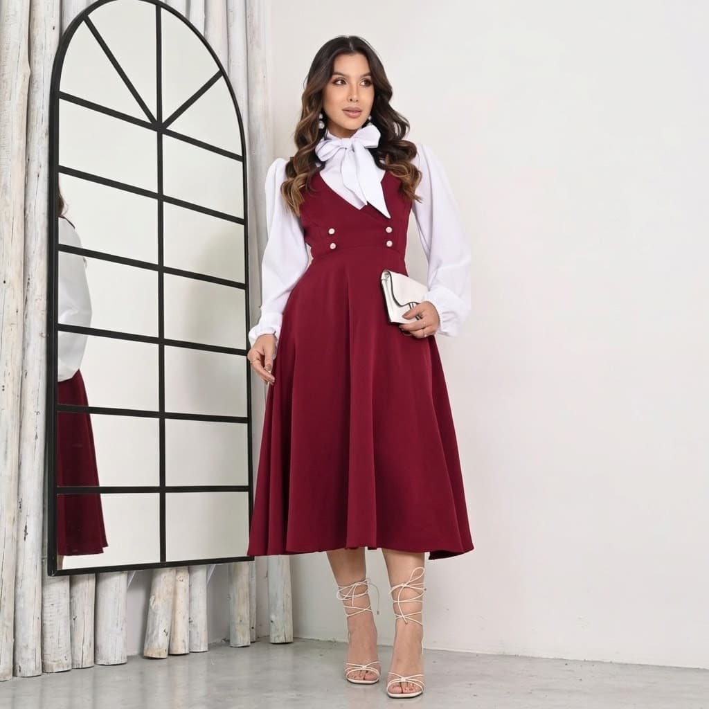 Salopete Feminina Adulta Godê Saia Moda Evangélica Midi Elegante
