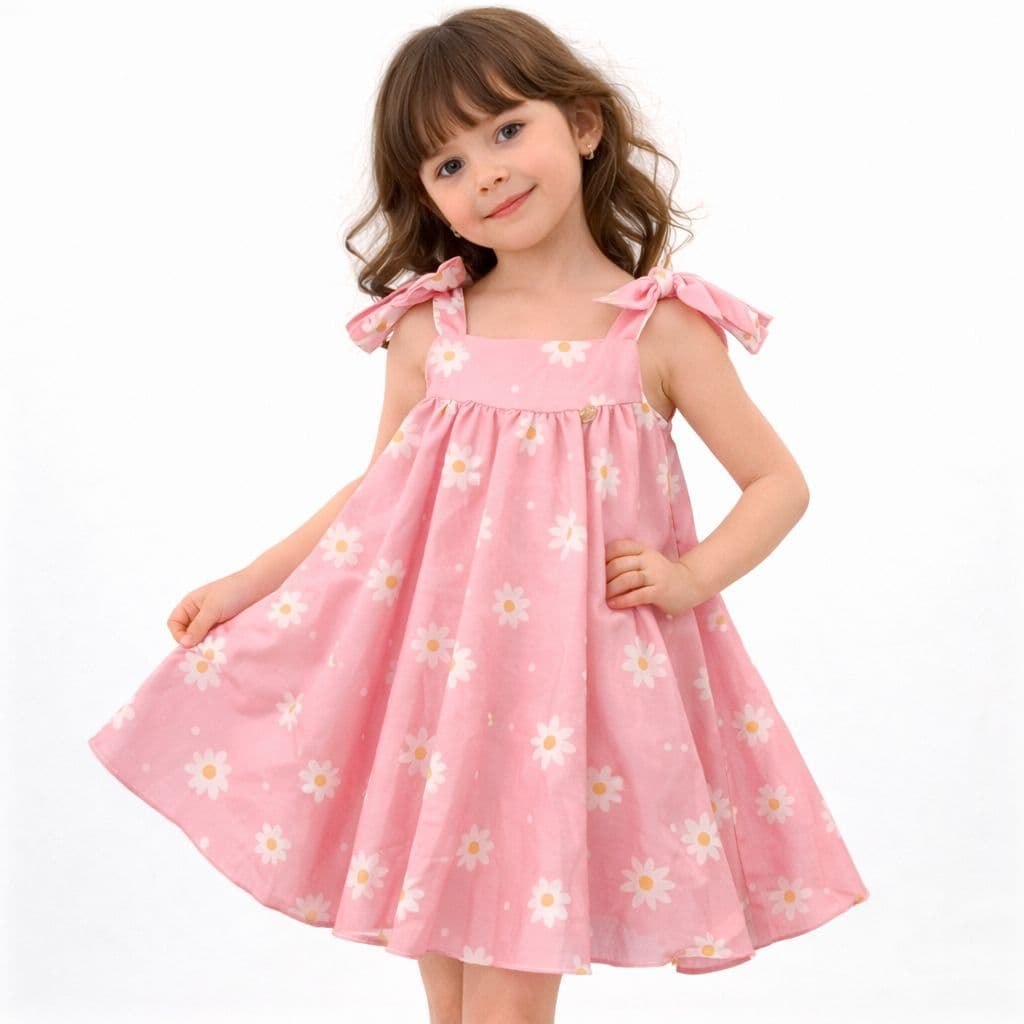 Vestido Infantil Trapézio Rodado com Forro Delicado Elegante para Menina