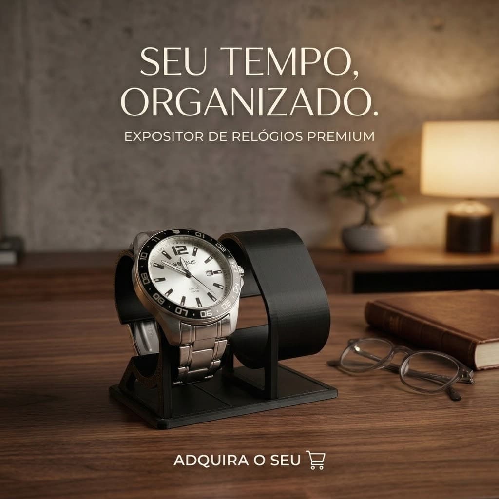 Suporte e Expositor Dual Preto com Base para Relógios