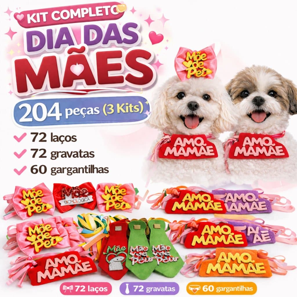 Acessórios Pet Laços DIA DAS MÃES Pet, Gravatas Pet, Laço Pescoço Pet e Lacinhos Pet DIA DAS MÃES, LAÇO MÃE